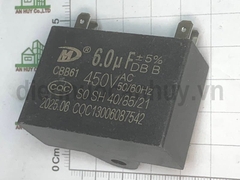 Tụ quạt cắm rắc 6.0 uf loại thường mầu đen
