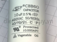 Tụ 10 Uf rắc cắm đầu bulong 8 máy giặt máy sấy quần áo