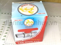 Van Bi Nhựa PVC Taijaan King Horse Phi 60mm (2 Inch). Van khóa nước tay gạt đỏ chuẩn ISO 9001, nhựa dày chịu lực cho hệ thống tưới và cấp thoát nước