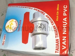 Van Bi Nhựa PVC Taijaan King Horse Phi 60mm (2 Inch). Van khóa nước tay gạt đỏ chuẩn ISO 9001, nhựa dày chịu lực cho hệ thống tưới và cấp thoát nước