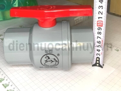 Van Bi Nhựa PVC Taijaan King Horse Phi 60mm (2 Inch). Van khóa nước tay gạt đỏ chuẩn ISO 9001, nhựa dày chịu lực cho hệ thống tưới và cấp thoát nước