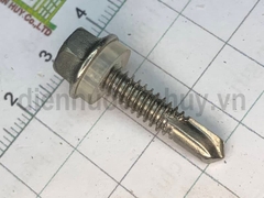 Vít bắn tôn Inox 410 Kingwe 5.5x25mm (2.5 cm) - Đầu lục giác M8 liền long đen chống rột