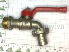 Vòi khóa nước đồng mạ Sanwa ren 3/4 inch (25mm) đầu 1 inch (32mm)