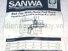 Vòi khóa nước Sanwa ren 1/2 inch (20mm) đầu dài nối nhanh 3/4 inch (25mm)