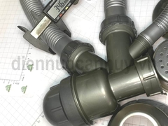 Xi phông chậu rửa bát 2 hố 1 chống tràn lỗ chậu 90 ống nhỏ 2 đầu ren 34mm inox