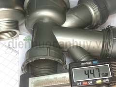 Xi phông chậu rửa bát 2 hố 1 chống tràn lỗ chậu 90 ống nhỏ 2 đầu ren 34mm inox