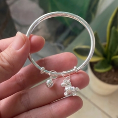 Lắc tay chân trẻ em charm tuổi Ngựa mix chuông xinh bạc nguyên chất S99 BẠC HIỂU MINH LTE583S