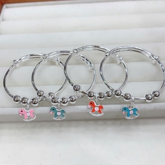 Kiềng tay chân trẻ em bạc ta nguyên chất s99 charm hình con ngựa BẠC HIỂU MINH LTE135