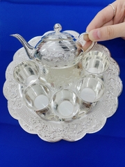 Hàng thủ công mỹ nghệ bộ ấm khay trà BẠC HIỂU MINH HTC