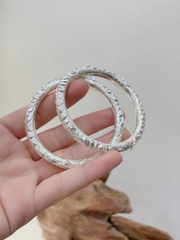 Kiềng Tay Lắc Tay Nữ  Bạc Nguyên Chất S99 Kiểu Rỗng Trạm Trổ BẠC HIỂU MINH LTU644