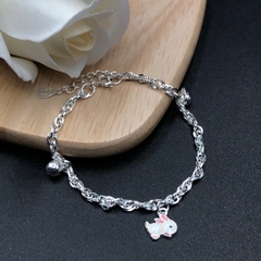 Vòng , Lắc Tay Chân Cho Bé Bạc Ta S99 Dây Xoắn Kép Mix Thỏ Dễ Thương BẠC HIỂU MINH LTE534