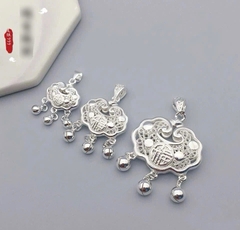 Mặt Dây Chuyền Bạc S99 Khánh Bình An Chữ Thọ Cho Mẹ Và Bé Bạc Hiểu Minh DMD553