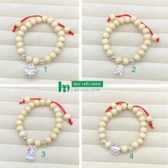 Vòng Tay Cho Bé 100% Gỗ Dâu Tằm Mix Charm Bạc 925 BẠC HIỂU MINH LTE562