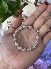 Lắc tay nữ bi tròn to nhỏ phay tinh xảo có thể điều chỉnh size BẠC HIỂU MINH LTU639S