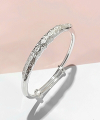 Kiềng Tay Lắc Tay Nữ Bản Rỗng Bạc Nguyên Chất S99 Hình Con Công BẠC HIỂU MINH LTU673