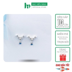Bông Tai Khuyên Tai Bạc 925 Chữ V Đính Đá Trang Nhã Tinh Tế Chính Hãng Bạc Hiểu Minh HT348