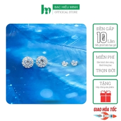 Bông Tai Khuyên Tai Bạc 925 Tròn Đính Đá Trang Nhã Tinh Tế Chính Hãng Bạc Hiểu Minh HT349