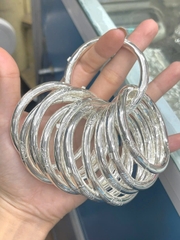 Kiềng Tay Lắc Tay Nữ  Bạc Nguyên Chất S99 Kiểu Rỗng Trạm Đơn Giản BẠC HIỂU MINH LTU644S