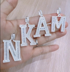 Mặt Dây Chuyền Nam Theo Tên Chữ Cái Full Đá Loại To Bạc Hiểu Minh MDN489