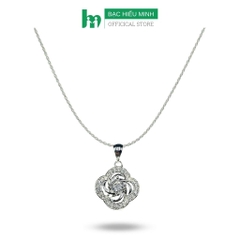 Dây Chuyền Vòng Cổ Bạc  925 Hoa 4 Cánh Đính Đá Nhân Tạo Cao Cấp Tinh Tế Chính Hãng Bạc Hiểu Minh DMD475