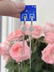 Hoa Tai Khuyên Tai Nữ Bạc 925 Dáng dài BẠC HIỂU MINH HTTH023