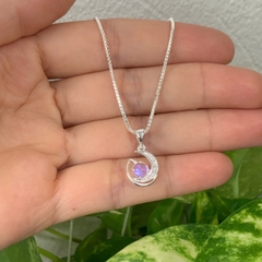 Dây Chuyền Nữ hình mặt trăng kết hợp với đá  Moonstone BẠC HIỂU MINH DMD569