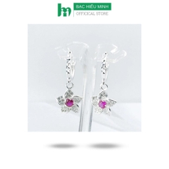 Bông Tai Khuyên Tai Bạc 925 Bông Mai 5 Cánh Khuyên Tròn Phay Chính Hãng Bạc Hiểu Minh HT353