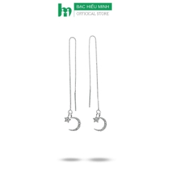 Hoa Tai , Bông Tai Nữ hình trăng sao mảnh mai Chính Hãng BẠC HIỂU MINH HT291