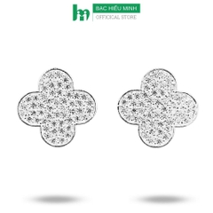 Bông Tai Khuyên Tai Bạc 925 Cỏ 4 Lá May Mắn Trang Nhã Chính Hãng  BẠC HIỂU MINH HT344
