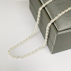 Dây Chuyền Nam Bạc S925 Kiểu Xoắn Trơn Bản 3mm Nam Tính Bạc Hiểu Minh DBN089