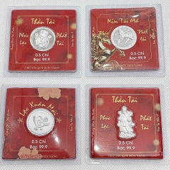 Đồng Xu Ép Vỉ - Quà Tặng Bạc Nguyên Chất S999 Chữ Lộc, Tuổi Ngọ - Ngựa, Ông Thần Tài LX002