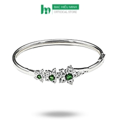 Kiềng Tay Vòng Tay, Lắc Tay Nữ Bạc 925 Hoa Mai Đá Xanh Chính Hãng Bạc Hiểu Minh LTU305S