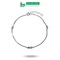 Vòng , Lắc Tay Nữ Bạc Ta Dây Mì Mix Bi Phay Chính Hãng Bạc Hiểu Minh LTU002S