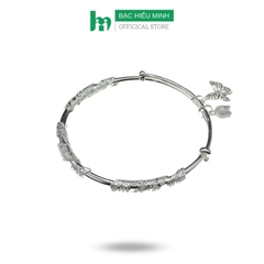 Lắc Tay Nữ Bản Dày  Bạc Nguyên Chất S99 Charm Hồ Điệp BẠC HIỂU MINH LTU605