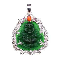 Mặt dây chuyền nam Phật Di Lặc bọc bạc ta 925 rồng chầu trang sức BẠC HIỂU MINH MDN036