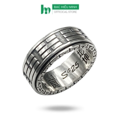 Nhẫn Xoay Nam Bạc Thái 925 Hình Bát Quái Âm Dương Bạc Hiểu Minh NA043