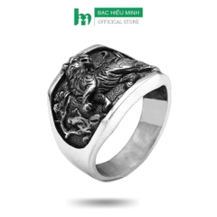 Nhẫn Nam Bạc Ta S99 Hình Ông Hổ - Tuổi Dần Phong Cách Cổ Điển BẠC HIỂU MINH NA518