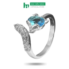 Nhẫn Nữ Bạc - Hồ Ly Xinh Đá Xanh BẠC HIỂU MINH NU430
