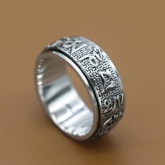 Nhẫn Nam Xoay Bạc Thái Om Mani Padme Hum BẠC HIỂU MINH NA537A