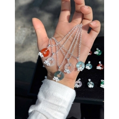 Mặt Dây Chuyền Bạc Liên Hoa Mix Đá Nguyệt Quang Bạc Hiểu Minh DMD570