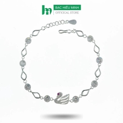 Vòng Tay, Lắc Tay Nữ Bạc 925 Thiên Nga Trắng Đính Đá  BẠC HIỂU MINH LTU547