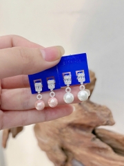 Hoa tai nữ bạc kết hợp với hạt ngọc trai thương hiệu BẠC HIỂU MINH HT405