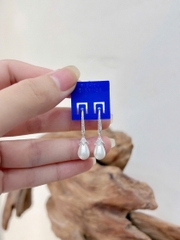 Hoa tai nữ bạc kết hợp với hạt ngọc trai thương hiệu BẠC HIỂU MINH HT407
