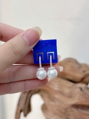 Hoa tai nữ bạc kết hợp với hạt ngọc trai thương hiệu BẠC HIỂU MINH HT401