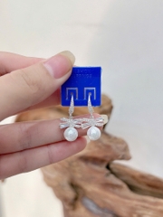 Hoa tai nữ bạc kết hợp với hạt ngọc trai thương hiệu BẠC HIỂU MINH HT397
