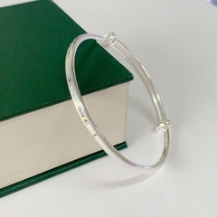 Kiềng Vòng tay nữ bạc bản đặc kiểu phay 3D bạc nguyên chất S99 BẠC HIỂU MINH LTU675