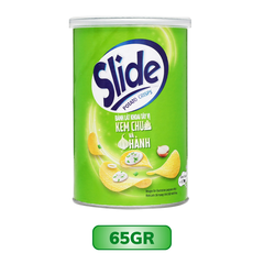Snack khoai tây vị kem chua và hành Slide lon 65G/ 90G/ 150G