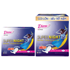 Băng vệ sinh ban đêm Diana Sensi Super Night chống tràn có cánh 4 miếng