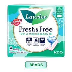 Băng Vệ Sinh Laurier Fresh&Free Siêu Mỏng Không Cánh 8M Fresh&Free 22cm