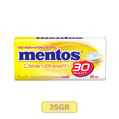 Kẹo Ngậm Không Đường Mentos Clean Breath Hương Chanh Bạc Hà Hộp